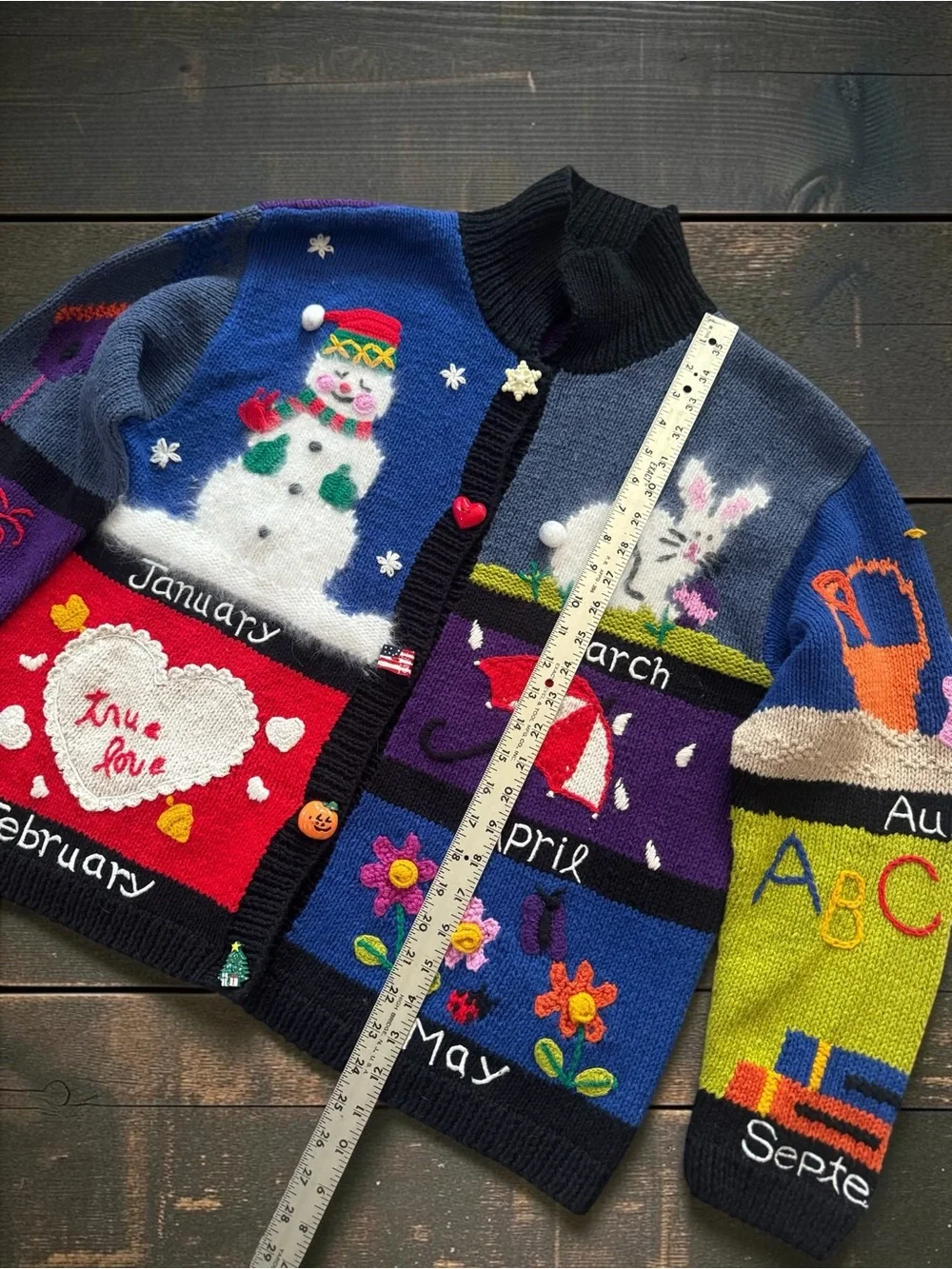 Vintage BellePointe Calendar Cardigan Sweater Turtleneck Set XL 12 holidays